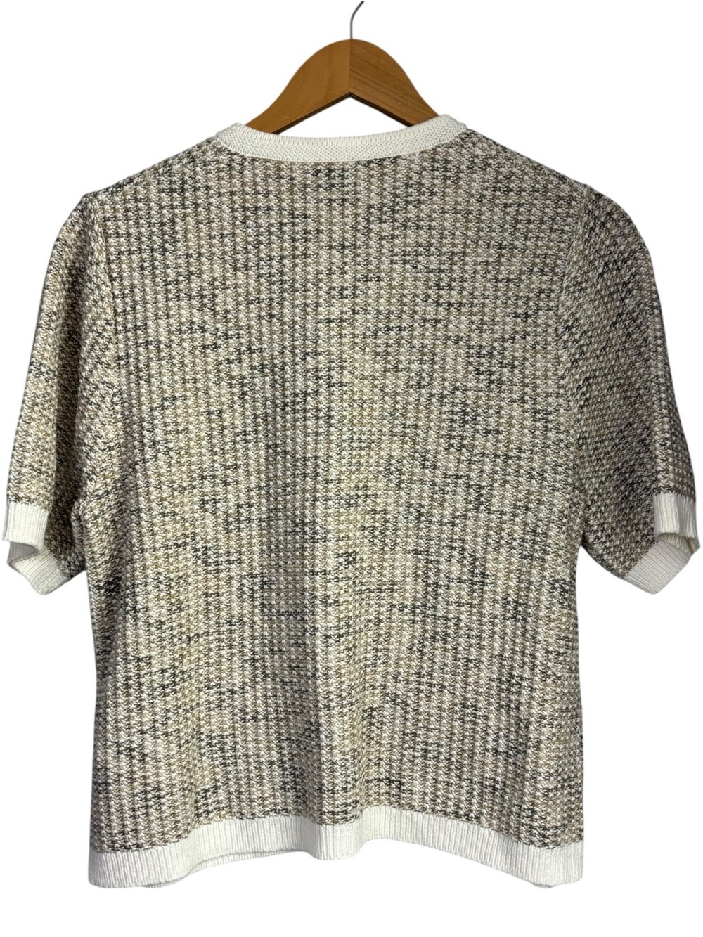 J crew Short-sleeve lady cardigan sweater cotton blend Sandstone Space size L - Picture 6 of 8